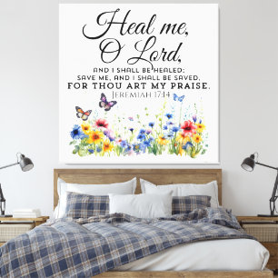 Jeremia 17:14 Healing Bible Verse Wildflowers Canvas Afdruk