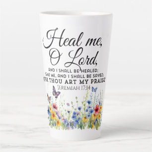 Jeremia 17:14 Healing Bible Verse Wildflowers Latte Mok