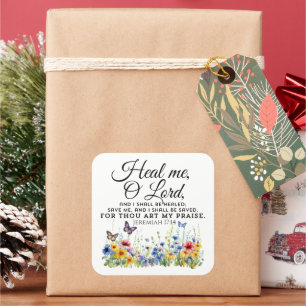 Jeremia 17:14 Healing Bible Verse Wildflowers Vierkante Sticker