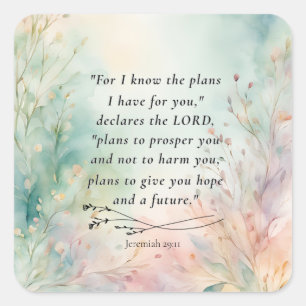 Jeremia 29:11 Bijbelvers Afbeelding Vierkante Sticker