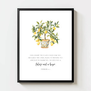 Jeremia 29:11 Moderne Waterverf Citroenboom Poster