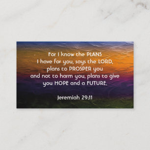 Jeremia 29:11 WANT IK KEN DE PLANNEN, de Schrift Visitekaartje