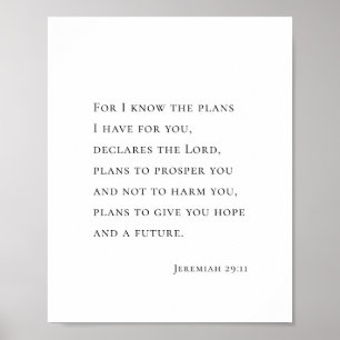Jeremia 29:11 Want Ik ken de plannen Poster