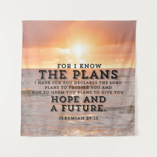Jeremia 29:11 Want ik ken de Plannen Zonsopgang Wandkleed