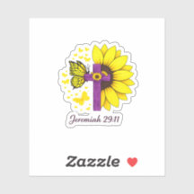 Jeremia 29:11 Zonnebloem Cross Sticker – Christeli