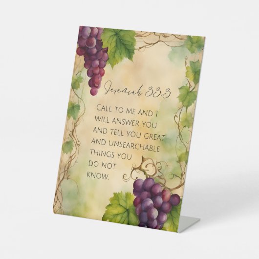 Jeremia 33:3 Christelijk Bijbelvers Reclamebord Met Voetstuk (Voorkant)
