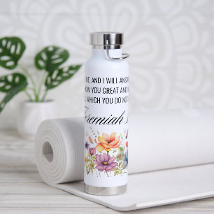 Jeremia 33:3 Oproep aan mij Wildbloemen Schrift Waterfles