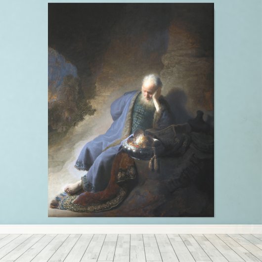 Jeremia Lamenting over de Herfst van Jeruzalem, Re Canvas Afdruk (Insitu (Houten vloer))