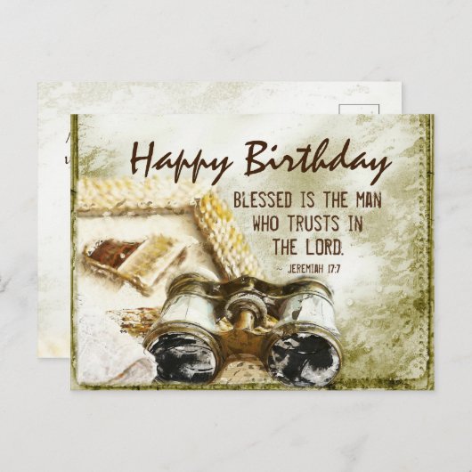 Jeremiah 17:7 Gezegend is het Man, Birthday Briefkaart (Voorkant / Achterkant)