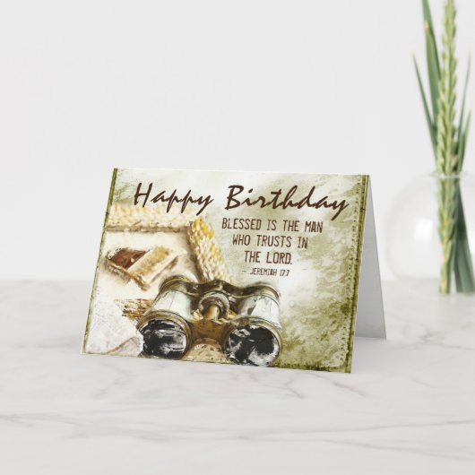 Jeremiah 17:7 Gezegend is het Man, Birthday Kaart (Voorkant)