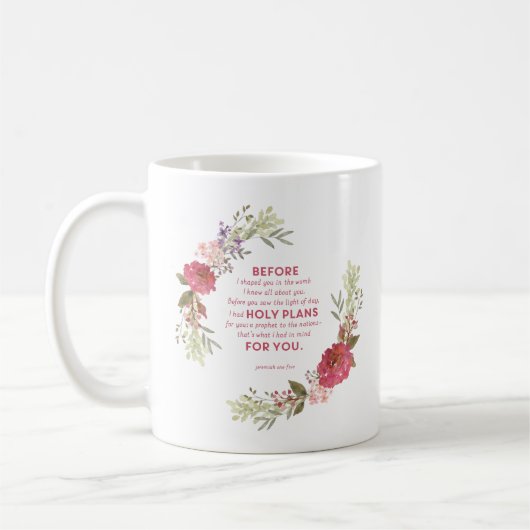 Jeremiah 1:5 Coffee-Mok, met twee zijden Koffiemok (Links)