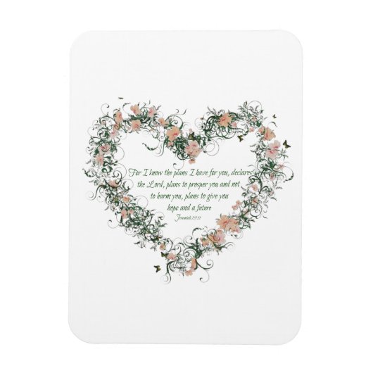Jeremiah 29:11 Bloemen hart magneet (Verticaal)