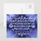 Jeremiah 29:11 Blue Daisy Post Card Briefkaart (Voorkant / Achterkant)
