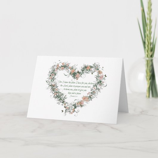 Jeremiah 29:11 Carte Coeur Fleur (Devant)
