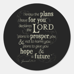 Jeremiah 29:11 Enmoeging Bible Verse Ronde Sticker