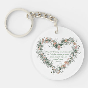 Jeremiah 29:11 Floral Heart Sleutelhanger