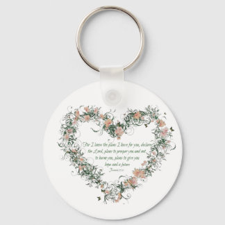Jeremiah 29:11 Floral Heart Sleutelhanger