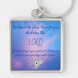 Jeremiah 29:11 Flowers Square Sleutelhanger