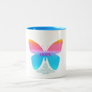 Jeremiah 29:11 Hope Butterfly Two-Tone Mok