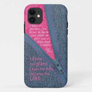 Jeremiah 29:11 ik ken de plannen Denim Zipper Pull iPhone 11 Hoesje