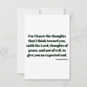 Jeremiah 29:11 KJV Bijbel Verse Flat Wenskaart Kaart