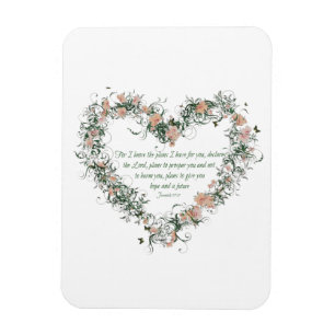 Jeremiah 29:11 Magnet de coeur floral