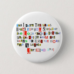 Jeremiah 29:11 Ransom Note Ronde Button 5,7 Cm
