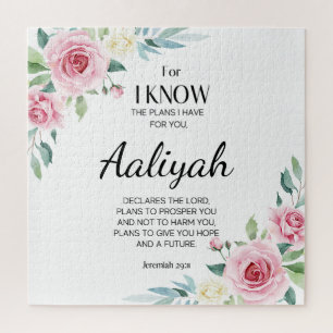 Jeremiah 29:11 Roze Rose Personaliseren Legpuzzel