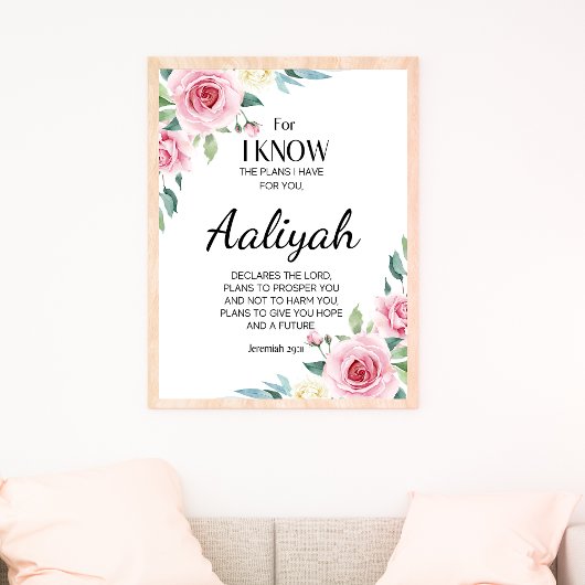 Jeremiah 29:11 Roze Rose Personaliseren Poster