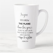 Jeremiah 29:11 Script Stijl Bijbel Vers Met Naam Latte Mok (Rechts)