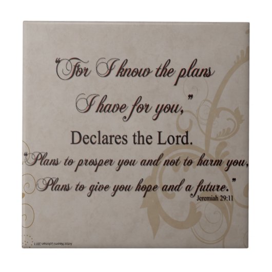 Jeremiah 29:11 Scripture Gift Tegeltje (Voorkant)