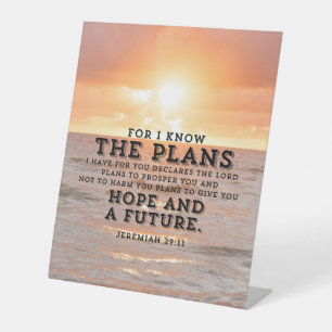 Jeremiah 29:11 Strand Sunrise Reclamebord Met Voetstuk