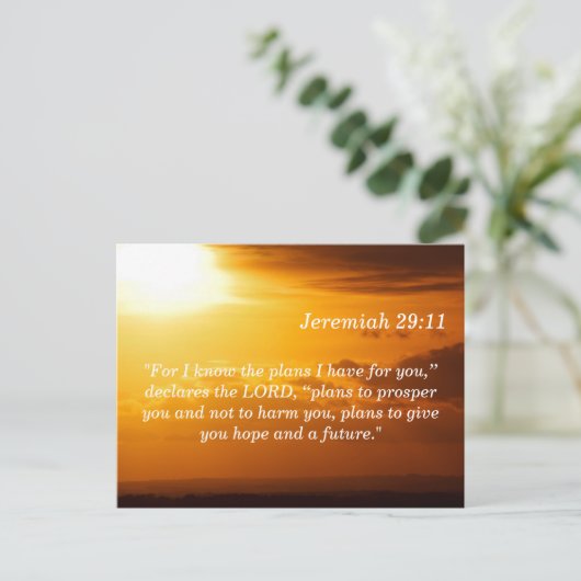 Jeremiah 29 11 Sunset Scripture Carte mémoire (Debout devant)