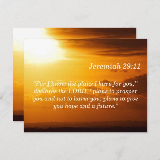 Jeremiah 29 11 Sunset Scripture Carte mémoire (Devant / Derrière)