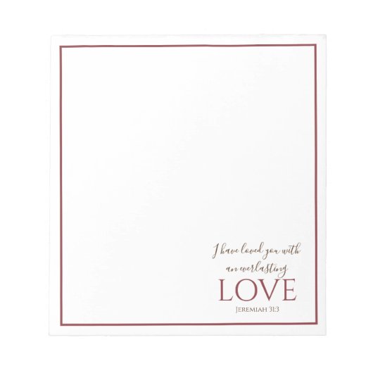 Jeremiah 31:3 Elegant Deep Red Bible Verse Notitieblok (Voorkant)