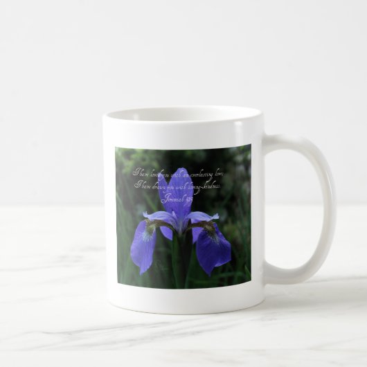 Jeremiah 31:3 Royal Blue Iris Koffiemok (Rechts)