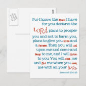 Jeremiah Plans Christian Bible Citation Card Carte (Devant / Derrière)