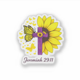 Jérémie 29:11 Autocollant Croix Tournesol – Chréti
