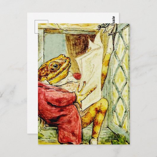 "Jeremy Fisher Leest het nieuws" van Beatrix Potte Briefkaart (Voorkant / Achterkant)