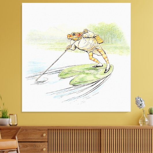 Jeremy Fisher Poles op een Lily Pad Canvas Afdruk (Insitu (Woonkamer))