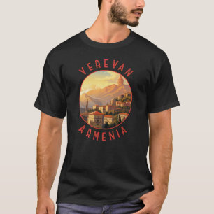 Jerevan Armenië Retro Noodlijdende Cirkel T-shirt