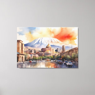 Jerevan waterverf kunst canvas afdruk