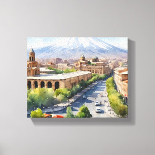Jerevan waterverf kunst canvas afdruk