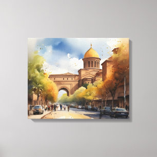 Jerevan waterverf kunst canvas afdruk