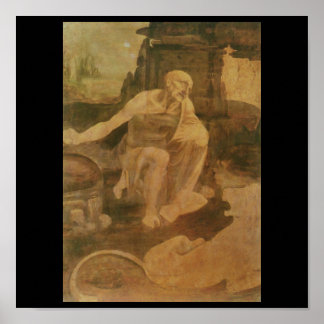 Jerome in de wilde natuur door Leonardo Da Vinci Poster