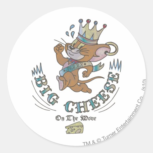 Jerry Big Cheese op de maan 2 Ronde Sticker (Voorkant)