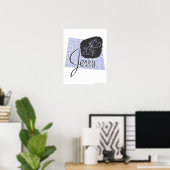 Jerry Black en Blue Script Poster (Thuiskantoor)
