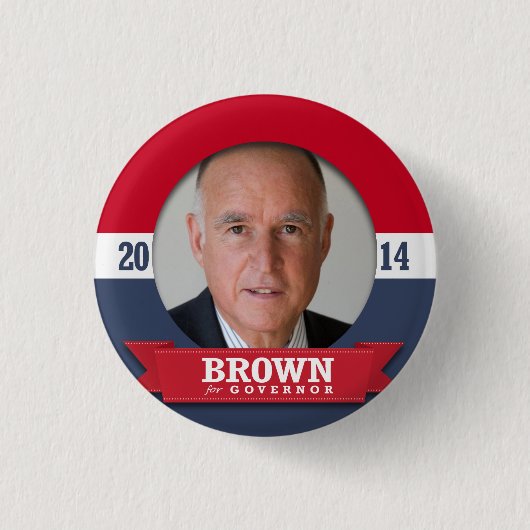 JERRY BROWN CAMPAIGN RONDE BUTTON 3,2 CM (Voorkant)