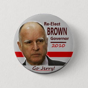 Jerry Brown Pin 2010 Ronde Button 5,7 Cm