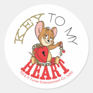Jerry Mouse "Key to My Heart"-Valentijn Ronde Sticker